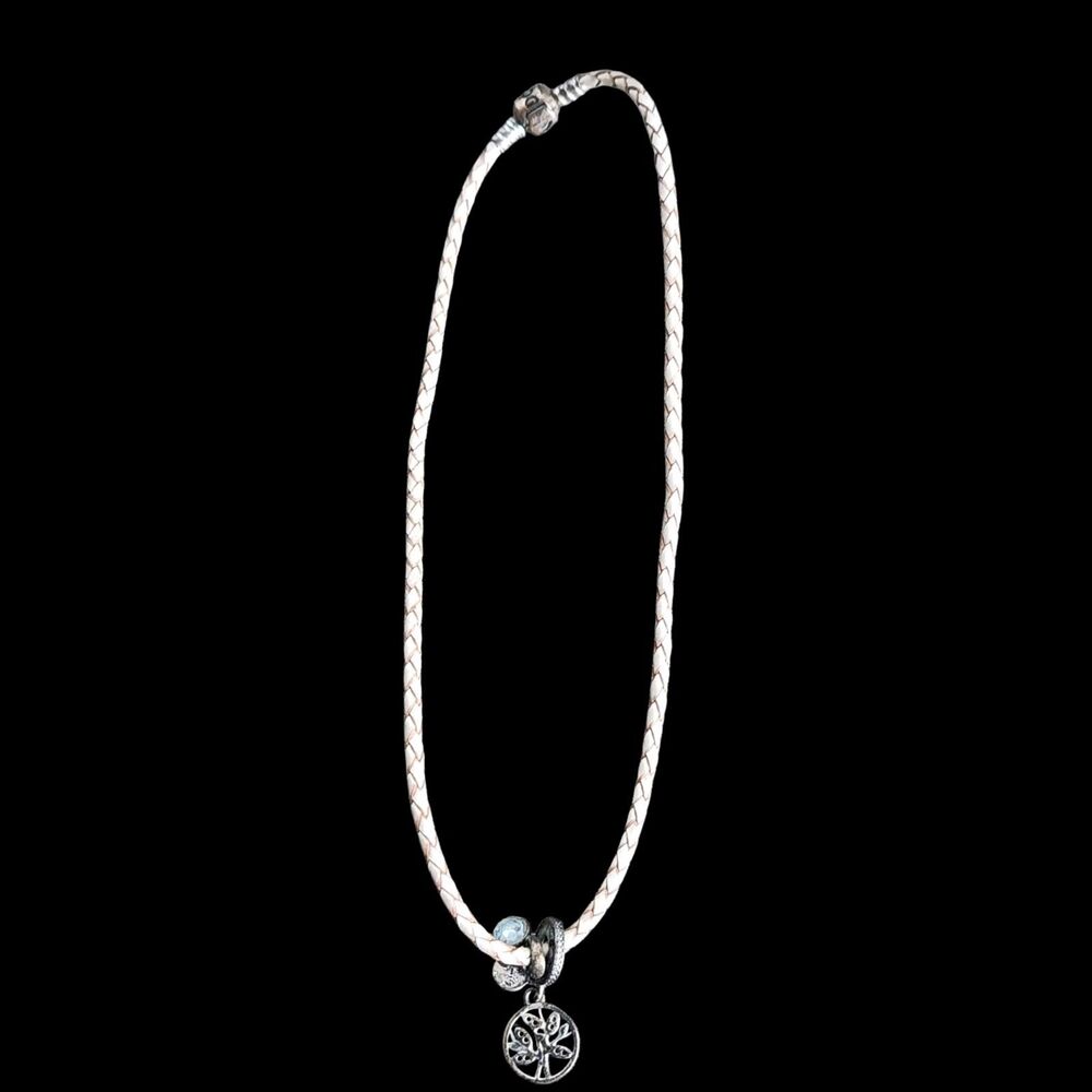 Pandora Double-Wrap Leather Bracelet Sterling Silver S925 ALE Tree Of Life Charm